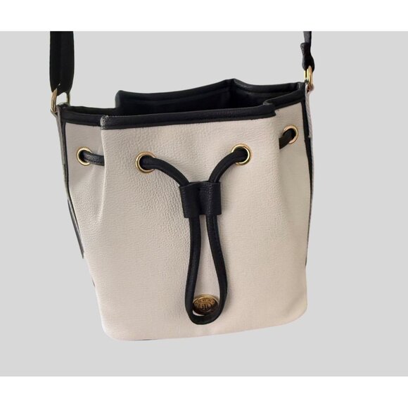 Tommy Hilfiger Pebbled Leather Bucket Bag  Adjustable Strap Drawstring Closure - Picture 2 of 12